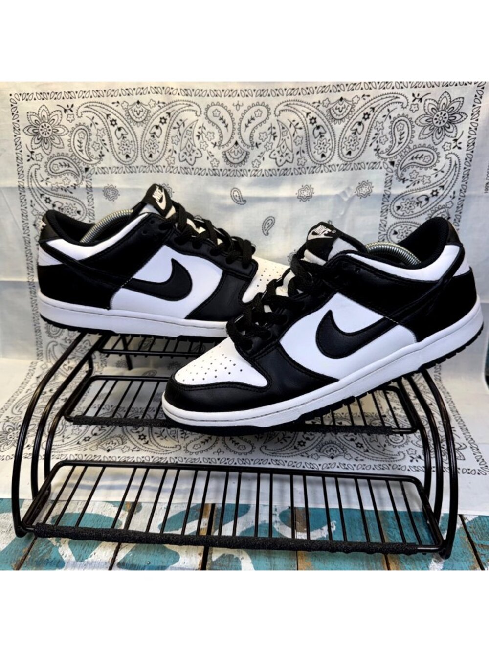 Nike Dunk Low Panda Black/White Leather Low Top Sneakers CW1590-100 Mens 7Y